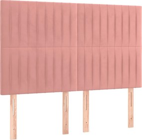 vidaXL Κρεβάτι Boxspring με Στρώμα Ροζ 140x190 εκ. Βελούδινο