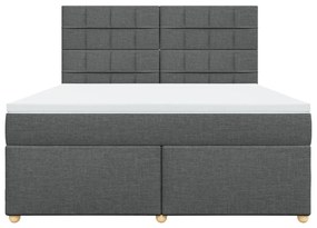 Κρεβάτι Boxspring με Στρώμα Σκούρο Γκρι 180x200 εκ Υφασμάτιν - Γκρι