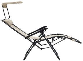 vidaXL Σεζλόνγκ Πτυσσόμενη Κρεμ από Textilene