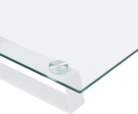 vidaXL Βάση Οθόνης Λευκή 80 x 35 x 8 εκ. από Ψημένο Γυαλί και Μέταλλο