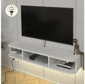 Έπιπλο τηλεόρασης επιτοίχιο Bask Megapap με LED λευκό 120x29,6x19,2εκ. GP042-0307,1-GP042-0307,1-Λευκό GP042-0307,1