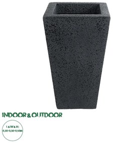 20771 GloboStar® Artificial Garden MAYOR 20771 Επιδαπέδιο Πολυεστερικό Τσιμεντένιο Κασπώ Γλάστρα - Flower Pot Μαύρο Μ30 x Π30 x Υ50cm