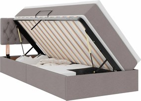 vidaXL LED Κρεβάτι αποθήκευσης με στρώμα Taupe 100 x 200 cm Ύφασμα