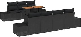 vidaXL Σετ Καναπέ Κήπου με αποθήκευση 8 pcs Μαύρο Πολυ ράταν