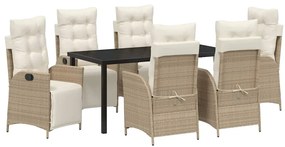 vidaXL Σέτ φαγητού για κήπο 7 pcs Μπεζ Πολυ ράταν