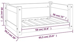 Κρεβάτι Σκύλου Λευκό 65,5x50,5x28 εκ. από Μασίφ Ξύλο Πεύκου - Λευκό