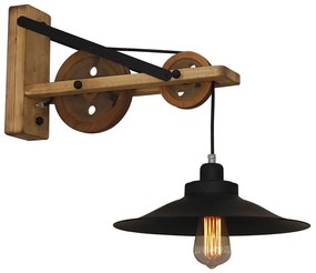 Φωτιστικό Τοίχου - Απλίκα HL-318W-1S2 77-3184 Melkor Black Homelighting Metal,Wood