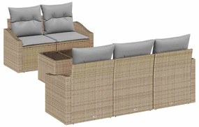 vidaXL Σετ Καναπέ Κήπου με μαξιλάρι 6 pcs Μπεζ, Γκρι 55 x 55 x 37 εκ