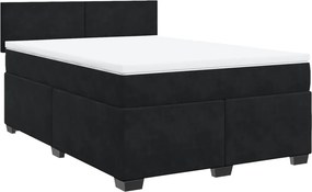 vidaXL Κρεβάτι Boxspring με Στρώμα Μαύρο 160x200 εκ. Βελούδινο