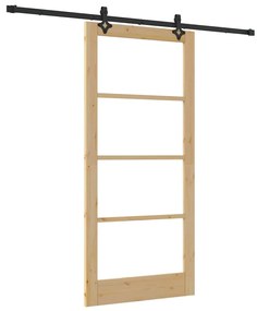 vidaXL Συρόμενη Πόρτα Χειροκίνητος Καφέ 93 x 202 cm Ξύλο και μέταλλο
