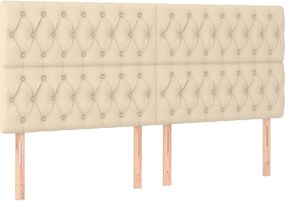 vidaXL Κρεβάτι Boxspring με Στρώμα &amp; LED Κρεμ 200x200 εκ. Υφασμάτινο