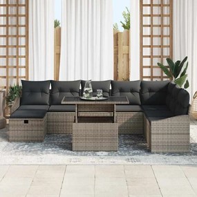 vidaXL Σετ Καναπέ Κήπου 9 pcs Γκρι συνθετικό ρατάν