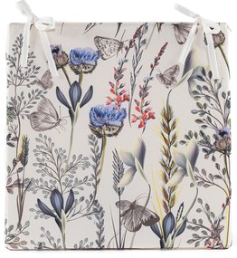 Μαξιλάρι Καρέκλας Αδιάβροχο Polyester Μπεζ-Μωβ Με Λουλούδια 40x40εκ. MSA 20-19-547