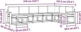 vidaXL Σειρά Καναπέ Εξωτερικού με μαξιλάρι 8 pcs Λευκό και Μπεζ