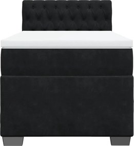 vidaXL Κρεβάτι Boxspring με Στρώμα Μαύρο 90x200 εκ. Βελούδινο