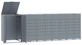 vidaXL Πλαίσιο Κάδων Απορριμμάτων 5 Κάδοι Γκρι 345x79x117 εκ. Ατσάλι