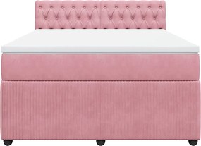 vidaXL Κρεβάτι Boxspring με Στρώμα Ροζ 140x200 εκ. Βελούδινο