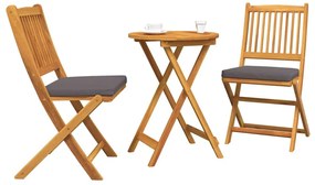 vidaXL Σετ Μπιστρό Κήπου 3 pcs Καφέ Μασίφ ξύλο ακακίας