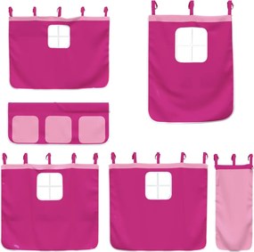 vidaXL Κουκέτα με Τσουλήθρα και Κουρτίνες Ροζ 90x190 εκ.