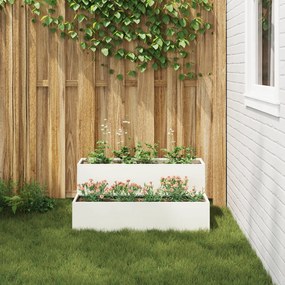vidaXL Γλάστρα Κήπου 2 επιπέδων 100x60x45 εκ Λευκό Ατσάλι