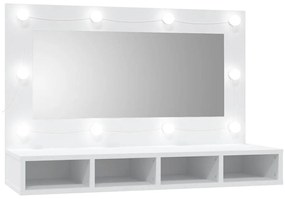 vidaXL Έπιπλο Καθρέπτη με LED Λευκό 90x31,5x62 εκ.