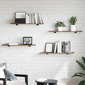 vidaXL Ράφι Βιβλίων 4 pcs Καφέ 80 x 20 x 1,5 cm Επεξεργασμένο ξύλο