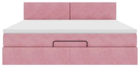 vidaXL Οθωμανικό κρεβάτι με στρώμα ροζ 160x200cm Βελούδο