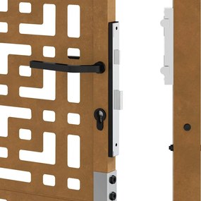 Πύλη κήπου 105x105 cm Σταυρός σχεδιασμού από διαβρωμένο χάλυβα - Καφέ