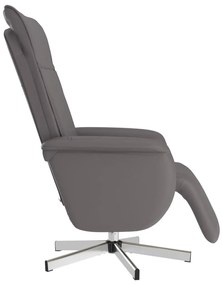 vidaXL Πολυθρόνα Ανακλινόμενη με Υποπόδιο Γκρι από Συνθετικό Δέρμα