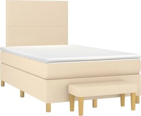 vidaXL Κρεβάτι Boxspring με Στρώμα Κρεμ 120x200 εκ. Υφασμάτινο
