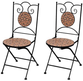 41529 vidaXL Καρέκλες Bistro Πτυσσόμενες 2 τεμ. Τερακότα Κεραμικές Καφέ, 1 Τεμάχιο