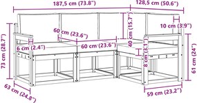 vidaXL Σειρά Καναπέ Εξωτερικού με μαξιλάρι 4 pcs Λευκό και Μπεζ