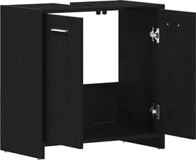 vidaXL Ντουλάπι Νιπτήρα Μπάνιου Μαύρο Δρυς 60x33x60 εκ. Επεξ. Ξύλο