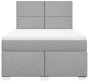 vidaXL Κρεβάτι Boxspring με Στρώμα Ανοιχτό Γκρι 140x200 εκ. Υφασμάτινο