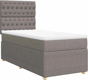 vidaXL Κρεβάτι Boxspring με Στρώμα Taupe 100 x 200 εκ. Υφασμάτινο