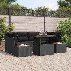 vidaXL Σετ Καναπέ Κήπου με αποθήκευση 7 pcs Μαύρο Πολυ ράταν