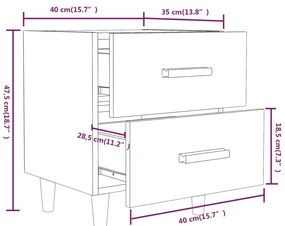 vidaXL Κομοδίνα 2 τεμ. Λευκά 40 x 35 x 47,5 εκ.