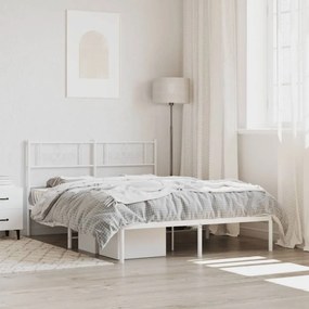 Πλαίσιο Κρεβατιού με Κεφαλάρι Λευκό 120x190 εκ. Μεταλλικό - Λευκό