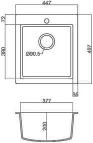 Νεροχύτης Sanitec 45 1B-Sabbia