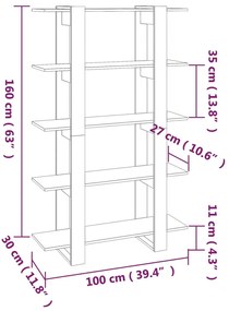 vidaXL Βιβλιοθήκη/Διαχωριστικό Χώρου Γκρι Sonoma 100 x 30 x 160 εκ.