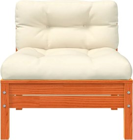 vidaXL Καναπέδες Κήπου Χωρίς Μπράτσα 2 τεμ. Καφέ Μασίφ Πεύκο+Μαξιλάρια