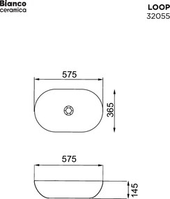 Bianco Ceramica Loop 32055 White 57,5x36,5 - Επιτραπέζιος νιπτήρας μπάνιου