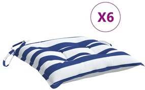 vidaXL Μαξιλάρια Καρέκλας 6 τεμ. Μπλε/Λευκό Ριγέ 50x50x7εκ. Υφασμάτινα