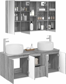 vidaXL Σετ Ντουλαπιών Μπάνιου 4 pcs Γκρι Sonoma Επεξεργασμένο Ξύλο