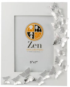 Κορνίζα Polyester Λευκή-Ασημί Πεταλούδες 13x18εκ. Zen Collection 25.2.50714