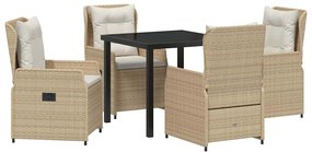 vidaXL Σέτ φαγητού για κήπο 5 pcs Μπεζ συνθετικό ρατάν