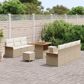 vidaXL Σετ Καναπέ Κήπου Ρυθμιζόμενο ύψος 10 pcs Μπεζ συνθετικό ρατάν