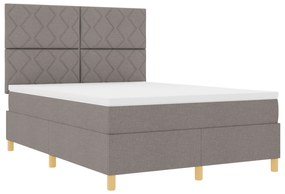 vidaXL Κρεβάτι Box Spring με Στρώμα & LED Καφέ 140x190 εκ. Ύφασμα