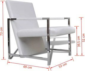 vidaXL Πολυθρόνες 2 τεμ. Λευκές από Συνθετικό Δέρμα με Σκελετό Χρωμίου
