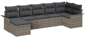 vidaXL Σετ Καναπέ Κήπου με μαξιλάρι 7 pcs Γκρι Πολυ ράταν